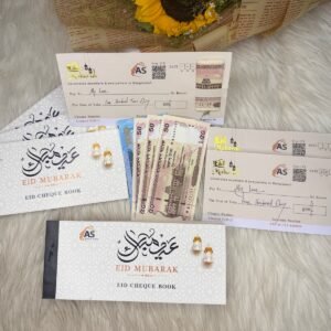 AS- Gold Premium Eid cheque book  ( Electro Foil Gold plated print ) 20 leafs